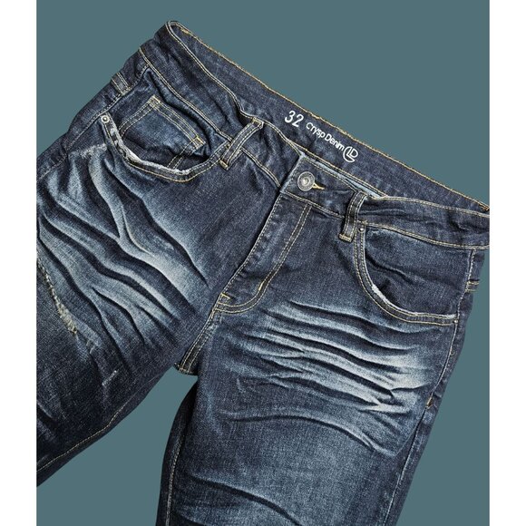 Crysp Denim Whiskering Stretchy Lightly Distressed Streetwear Jeans Men Size 32